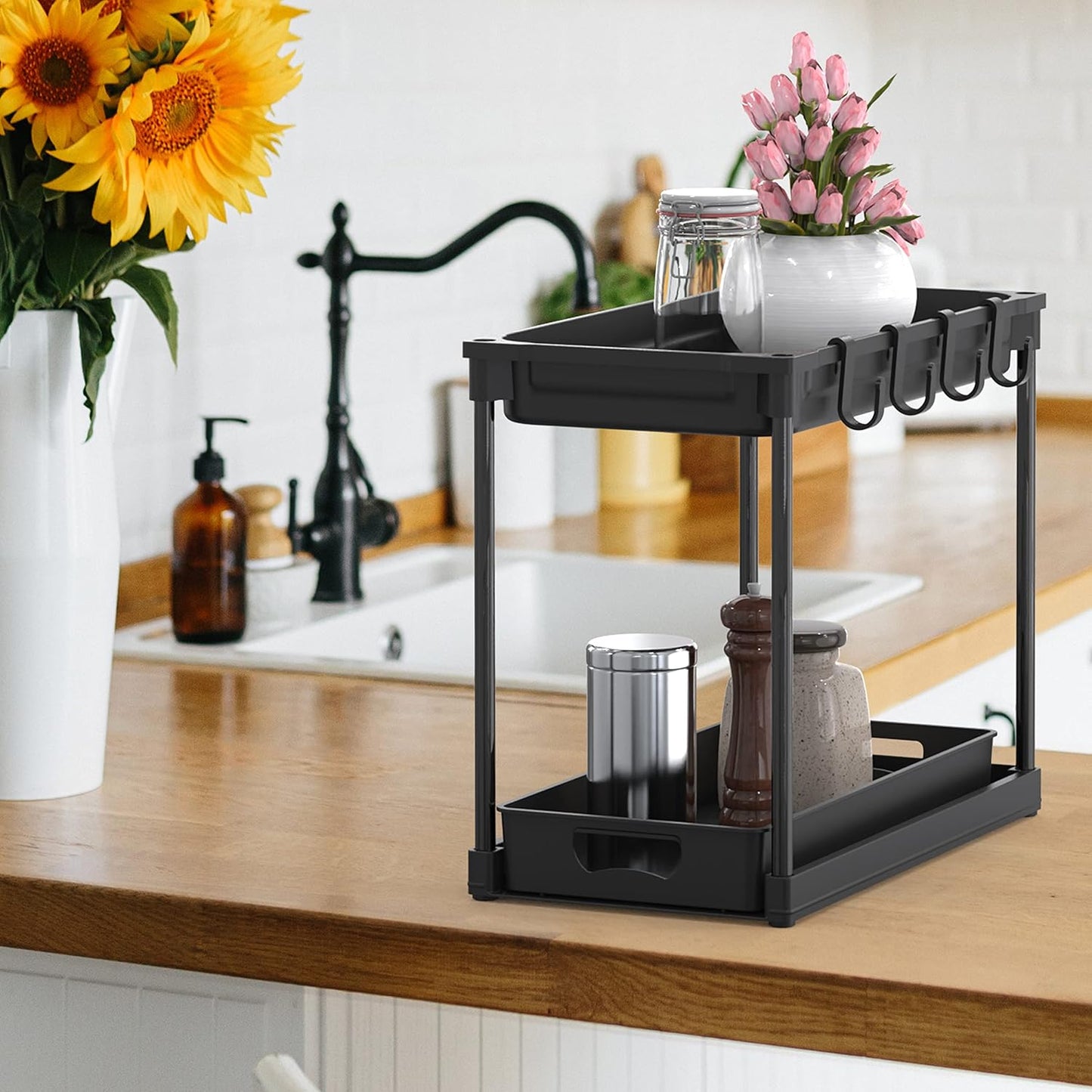 2-Tier Standard Under Sink Storage Organizer, Black