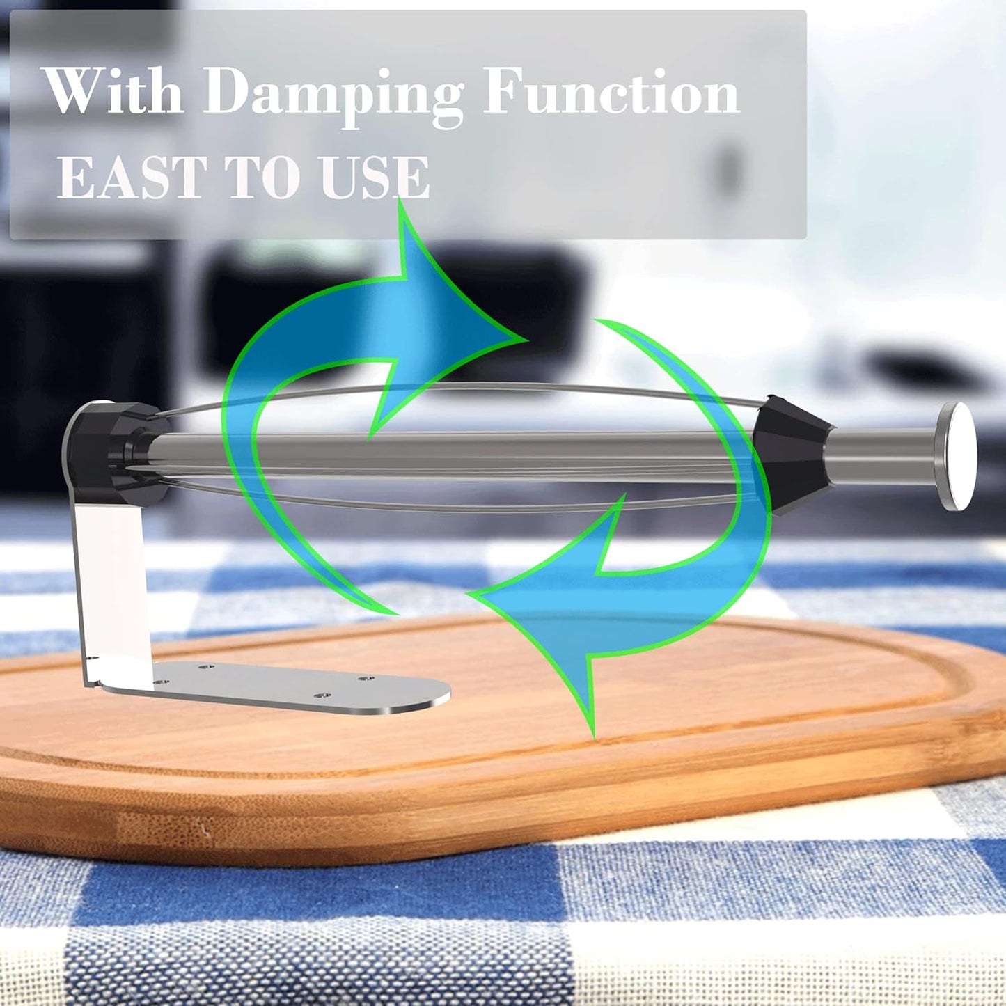 Paper Towel Holder Under Cabinet Mount Self Adhesive Kitchen Countertop Wall Mount Paper Towel Holders Rack with Damping Brushed Nickel Stainless Steel Resistant Corrosion & Rust