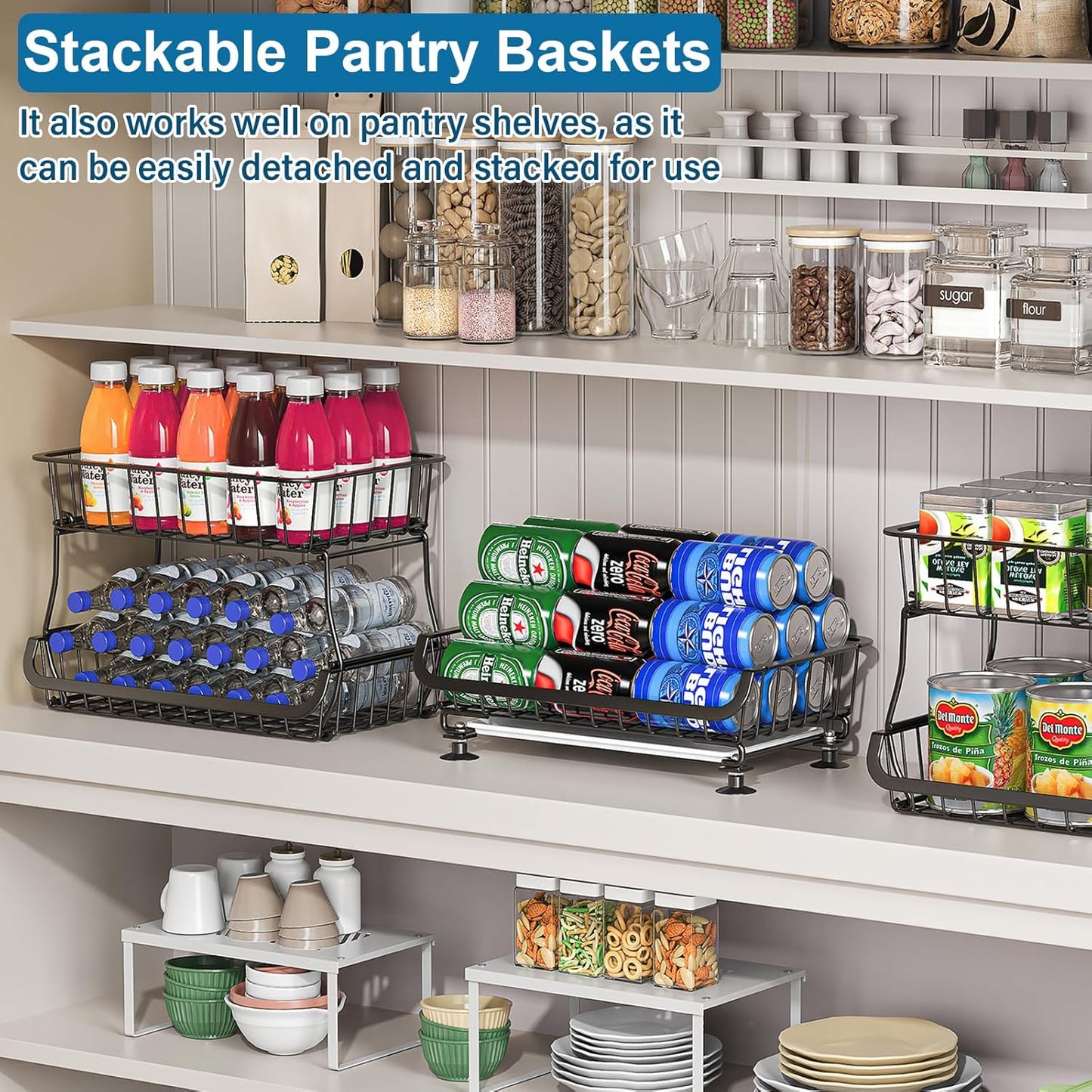 3-Tier Rolling Pantry Floor Organizer and Storage Cart with Wheels