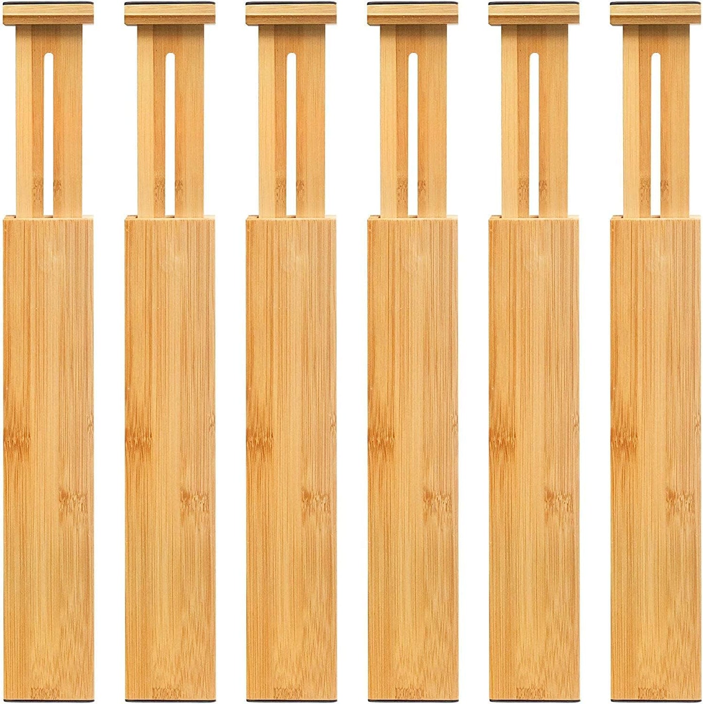 Adjustable Bamboo Drawer Dividers, Expandable Drawer Organizer for Kitchen, Bedroom, Bathroom