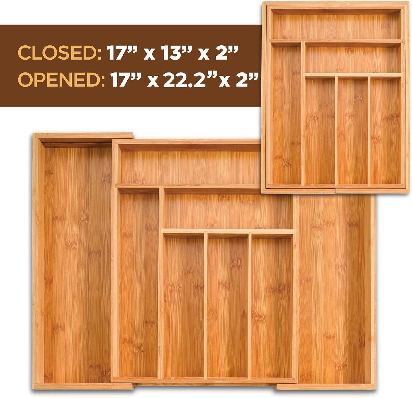 Bamboo Expandable Drawer Organizer for Utensils