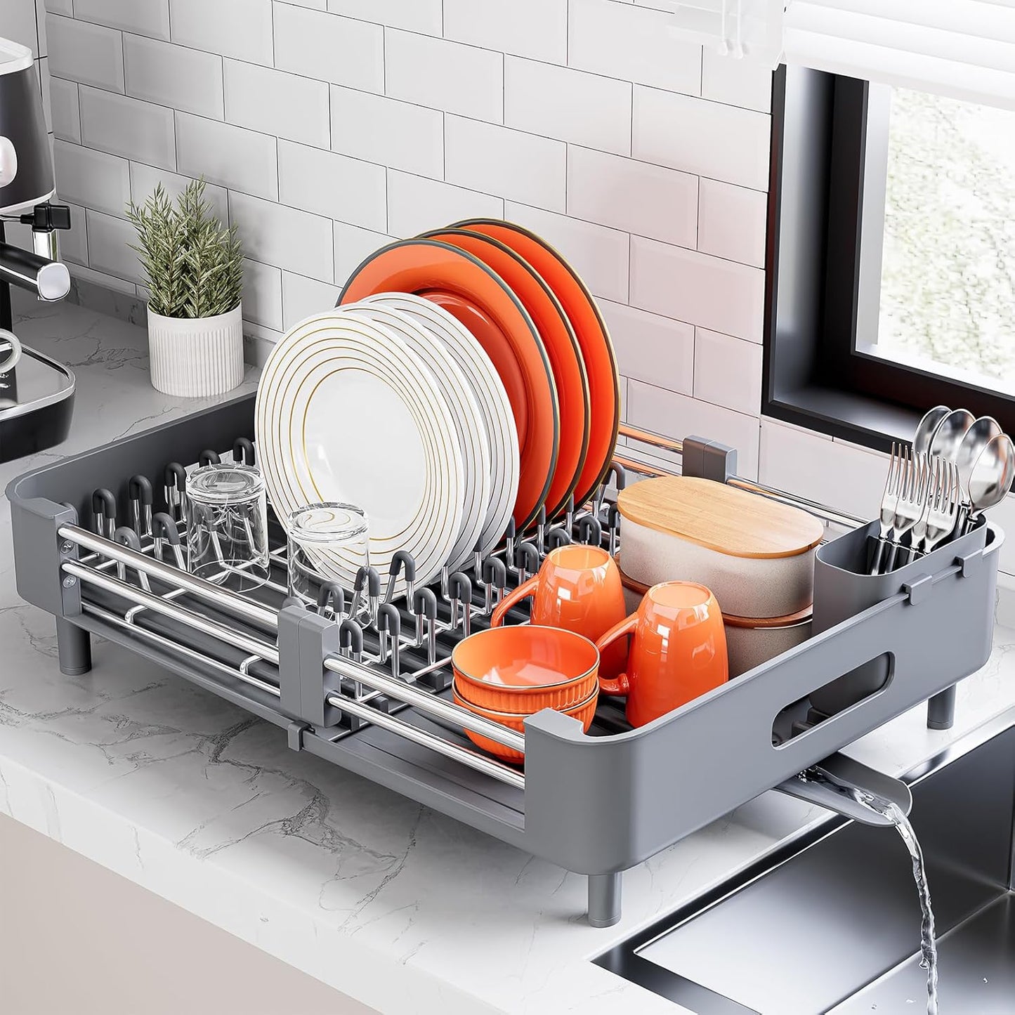 Stainless Steel Dish Drying Rack - Dish Drainer for Kitchen Counter