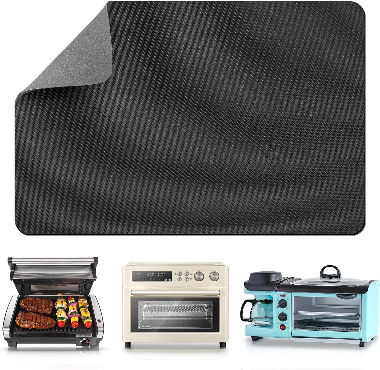 LOPNUR 20"x16" X-Large Appliance Slider, Appliance Sliders for Kitchen Appliances, 360° Rotating Sliding Tray for Coffee Maker, Heat Resistant Mat Cut to Fit Stand Mixer Air Fryer Microwave, Gray