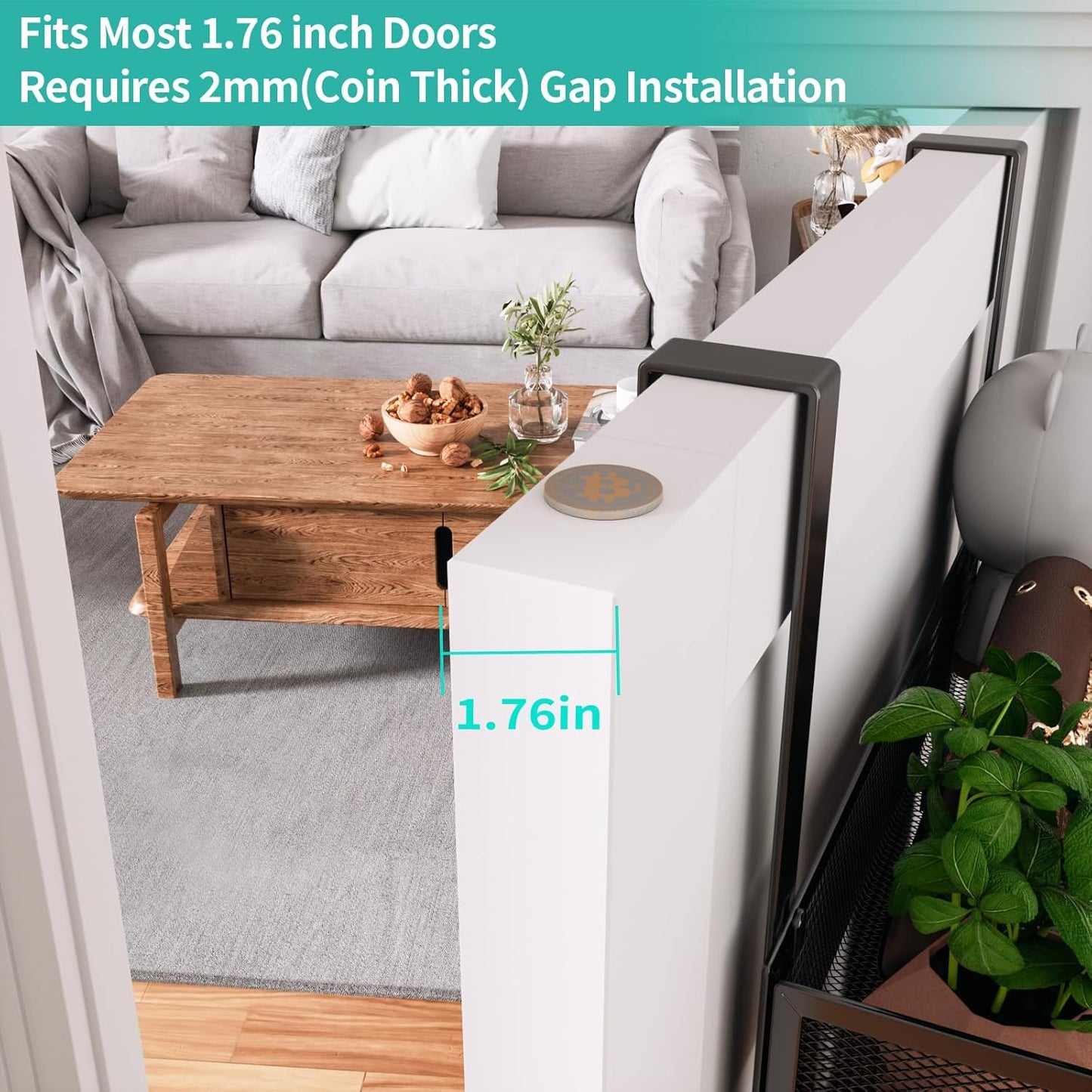 Over The Door Hanger with Coat Hooks and 2 Baskets, Rustproof & Waterproof Over The Door Hooks