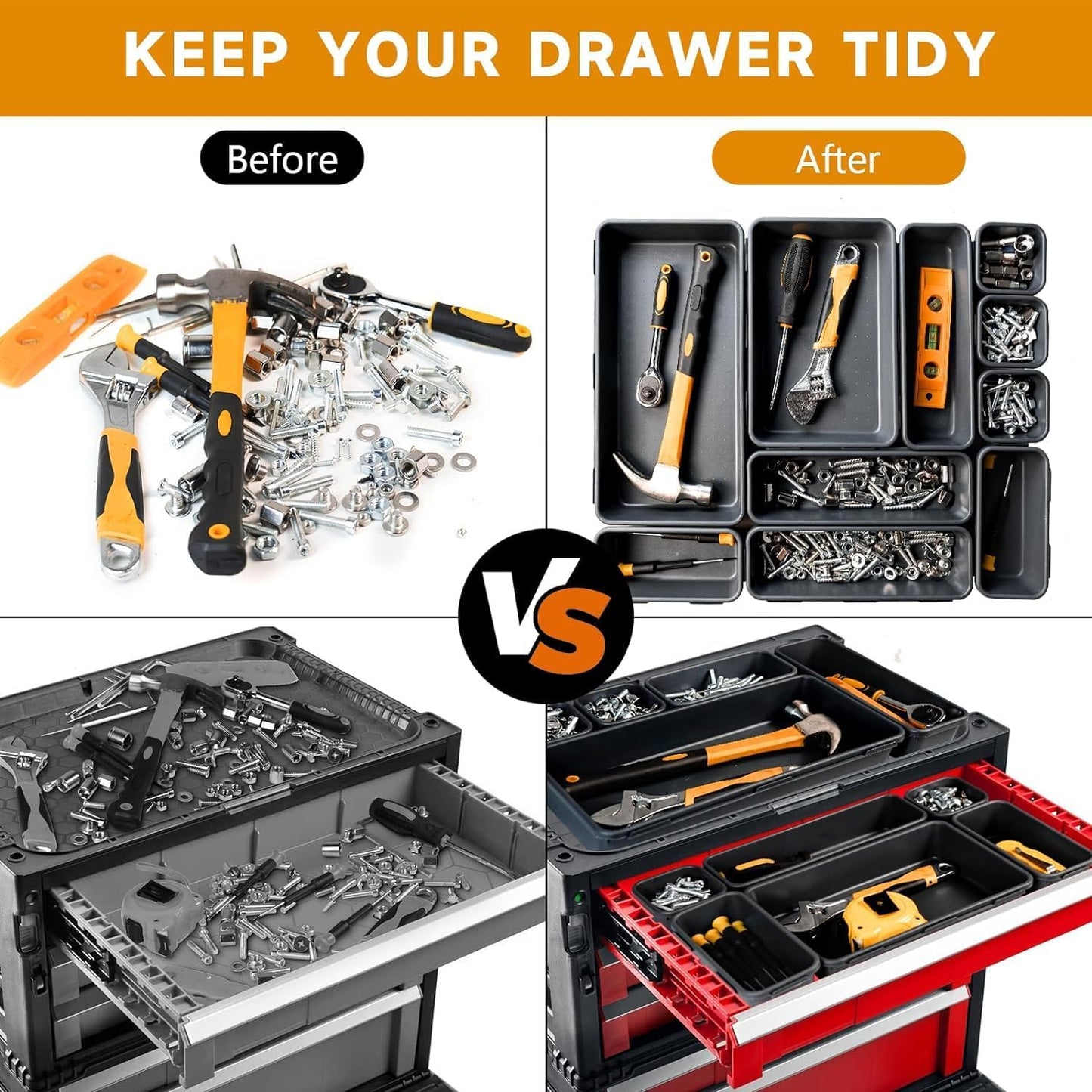 Tool Box Organizer Tray, Toolbox Desk Drawer Organizer, Tool Box Tray