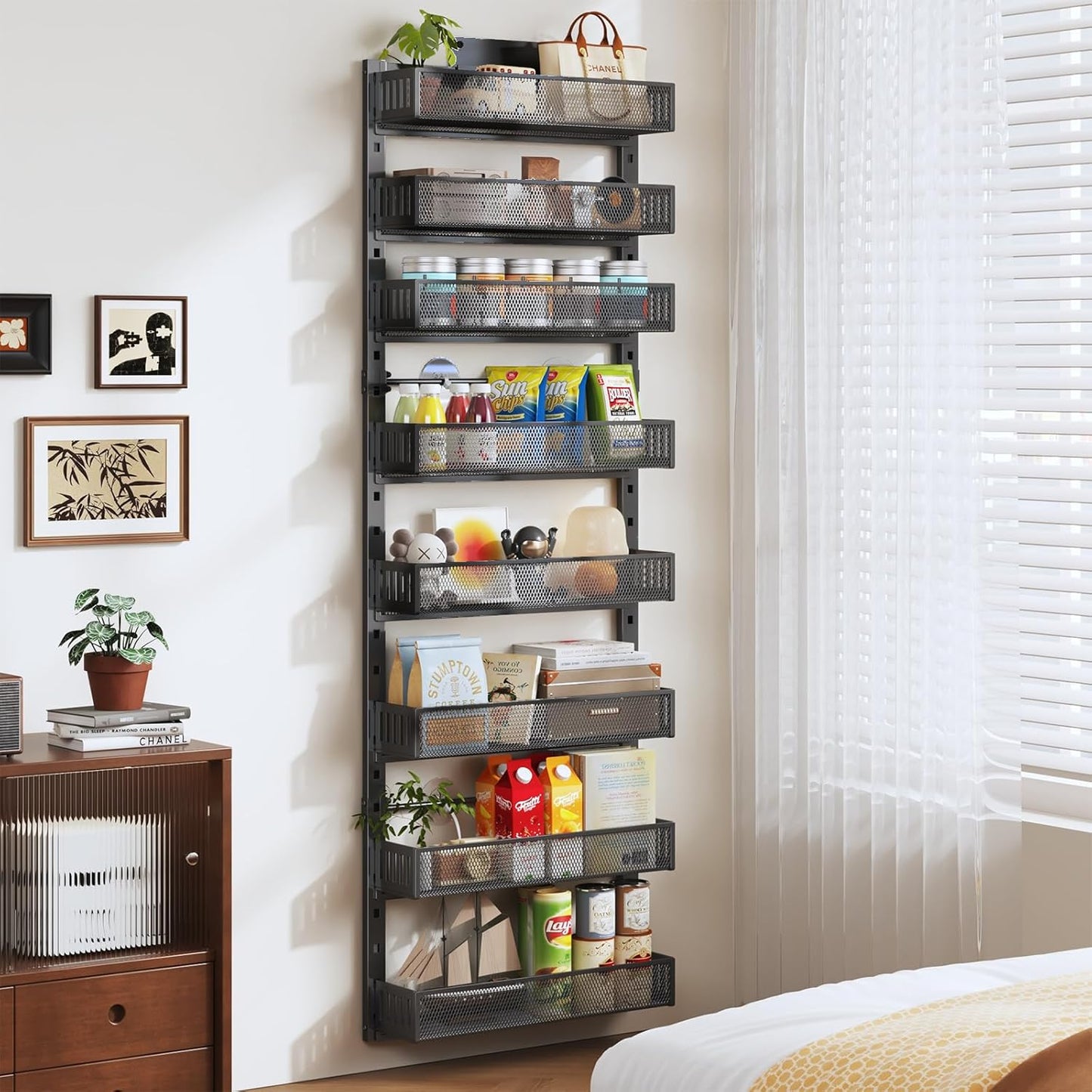 Pantry Door Organizers and Storage, 8-Tier Large Metal Heavy-Duty Frame Over the Door Spice Rack