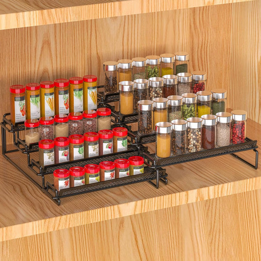 4 Tier Adjustable Spice Rack Organizer for Cabinet