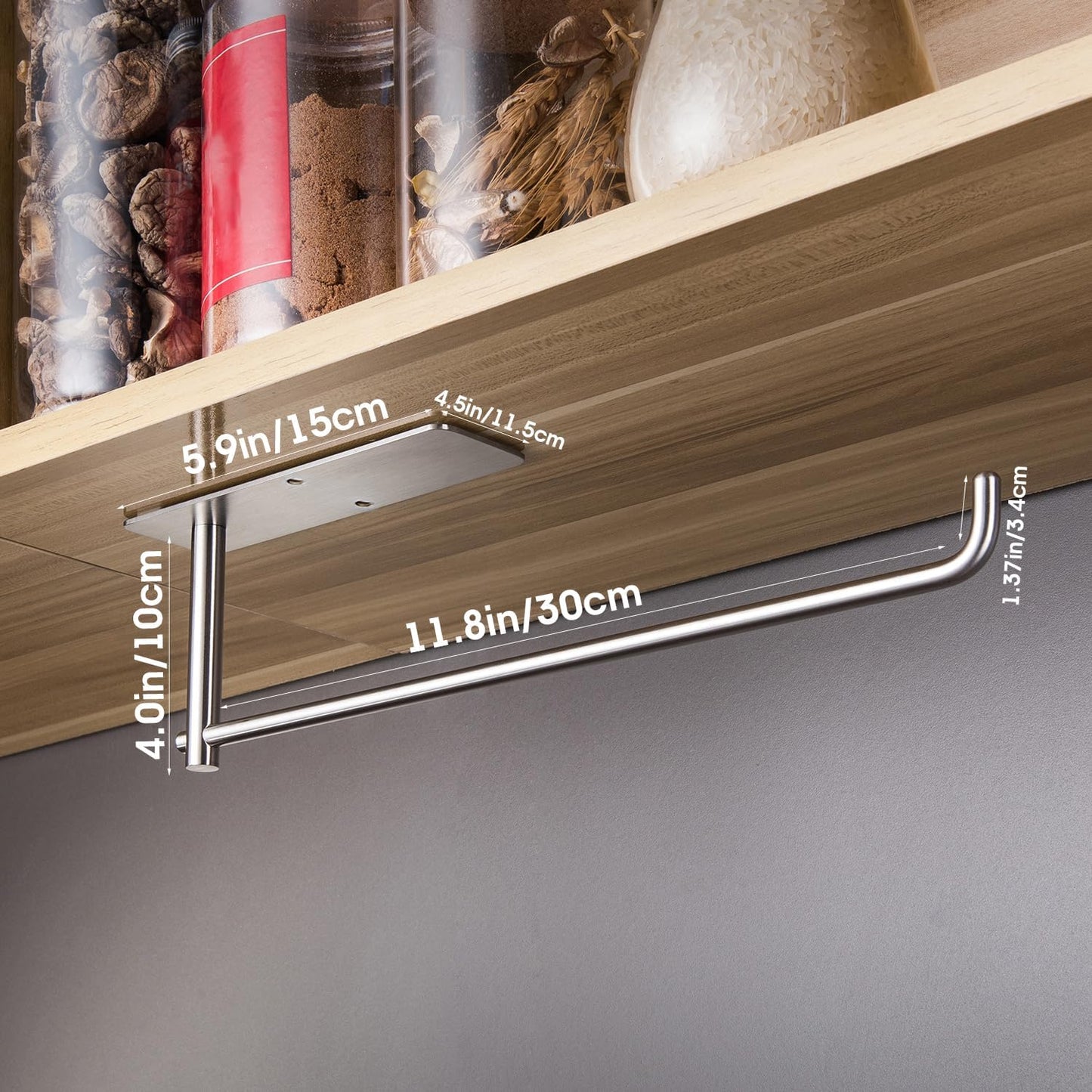 Paper Towel Holder Under Cabinet - Self Adhesive Towel Paper Holder Stick on Wall for Kitchen