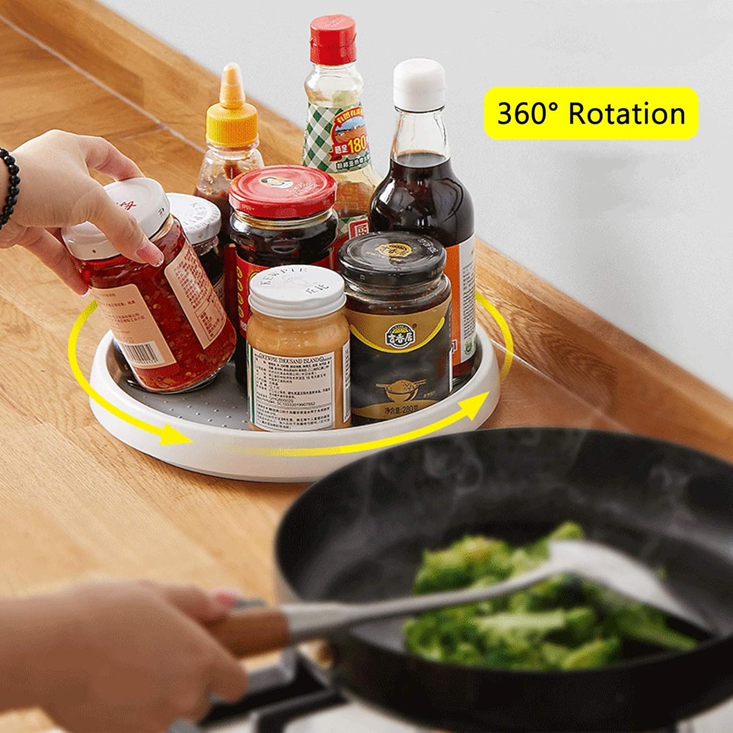 Pantry Lazy-Susan Turntable Cabinet Organizer - 10-inch Non-Skid Spin Spice Rack