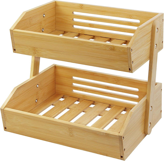 Fruit Basket Stand, 2 Tier Fruit Basket for Kitchen Counter