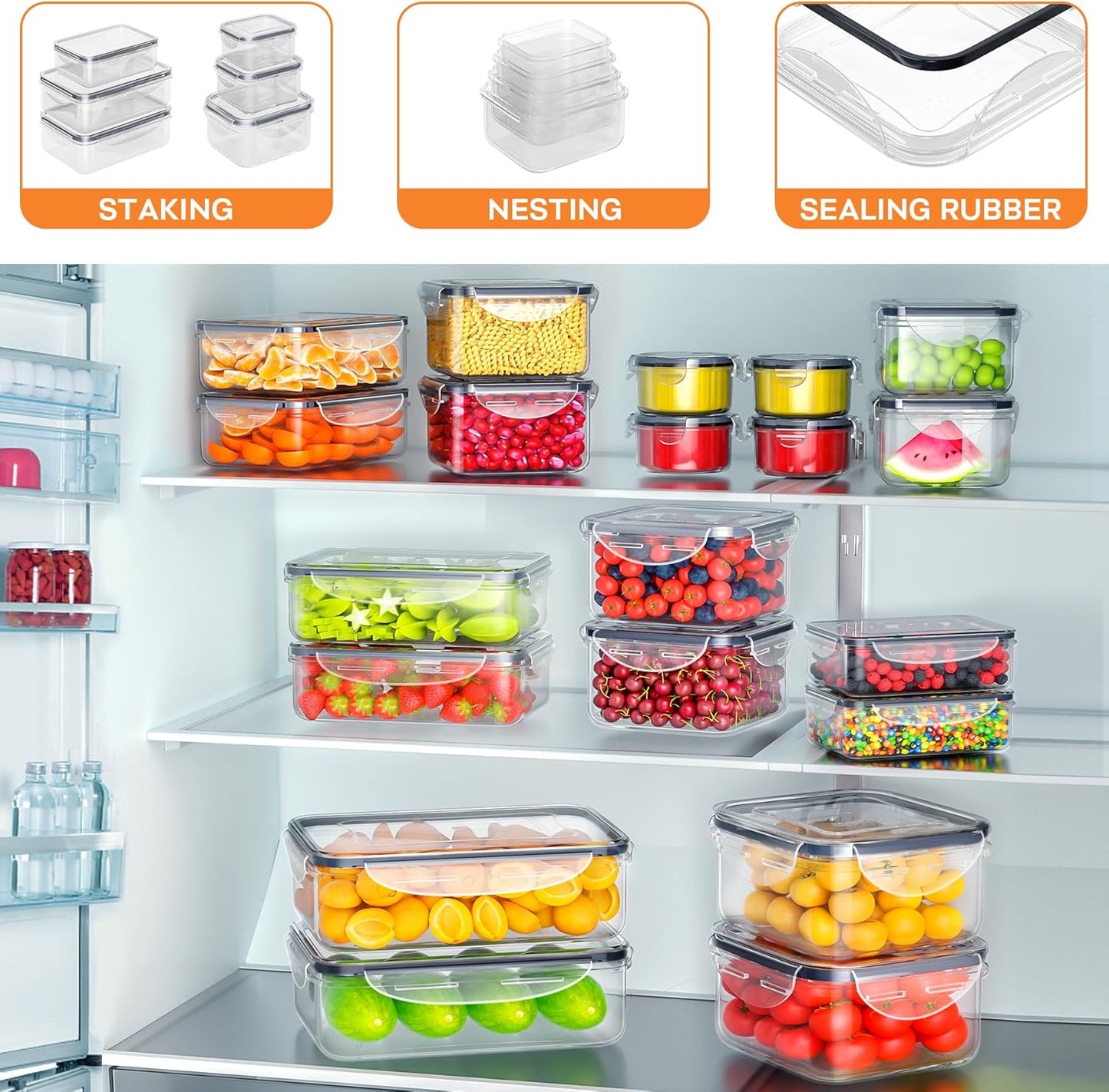 40 PCS Food Storage Containers with Lids Airtight (20 Containers & 20 Lids)