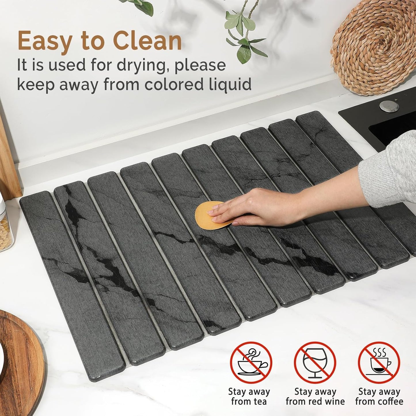 Large Stone Dish Drying Mat for Kitchen Counter