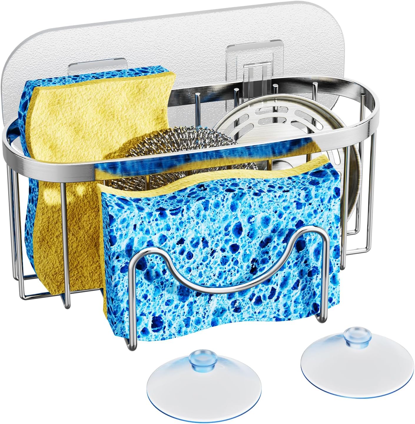 Multifunctional Adhesive Kitchen Sink Organizer with M-Shaped