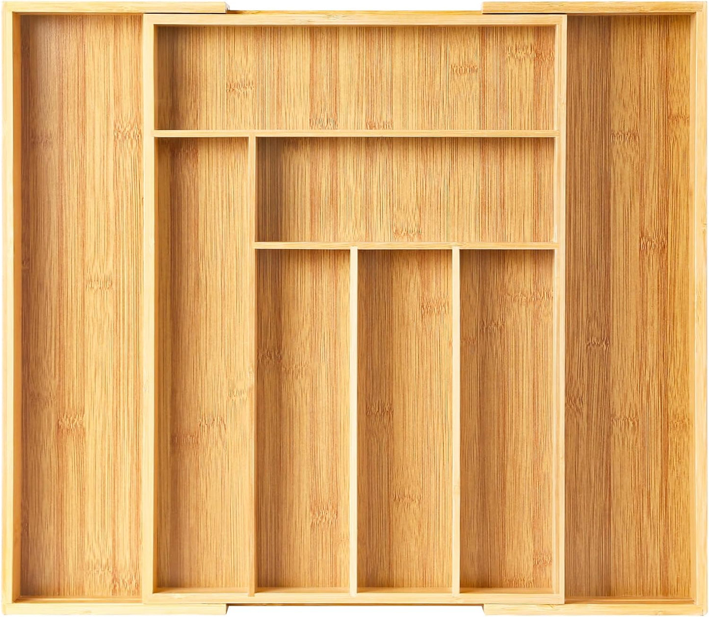 Bamboo Drawer Organizer Expandable Silverware Organizer