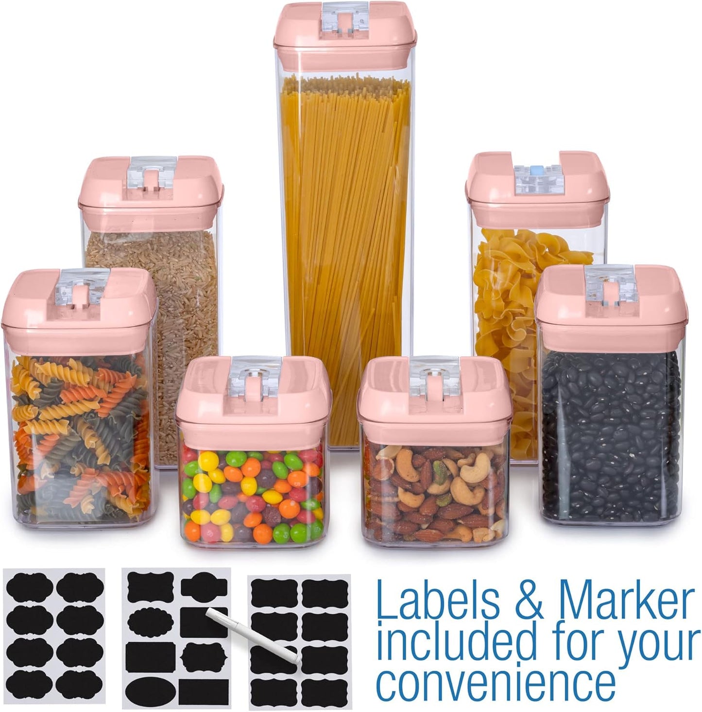 Set of 7 Airtight Food Storage Containers - Pantry Organizer Bins