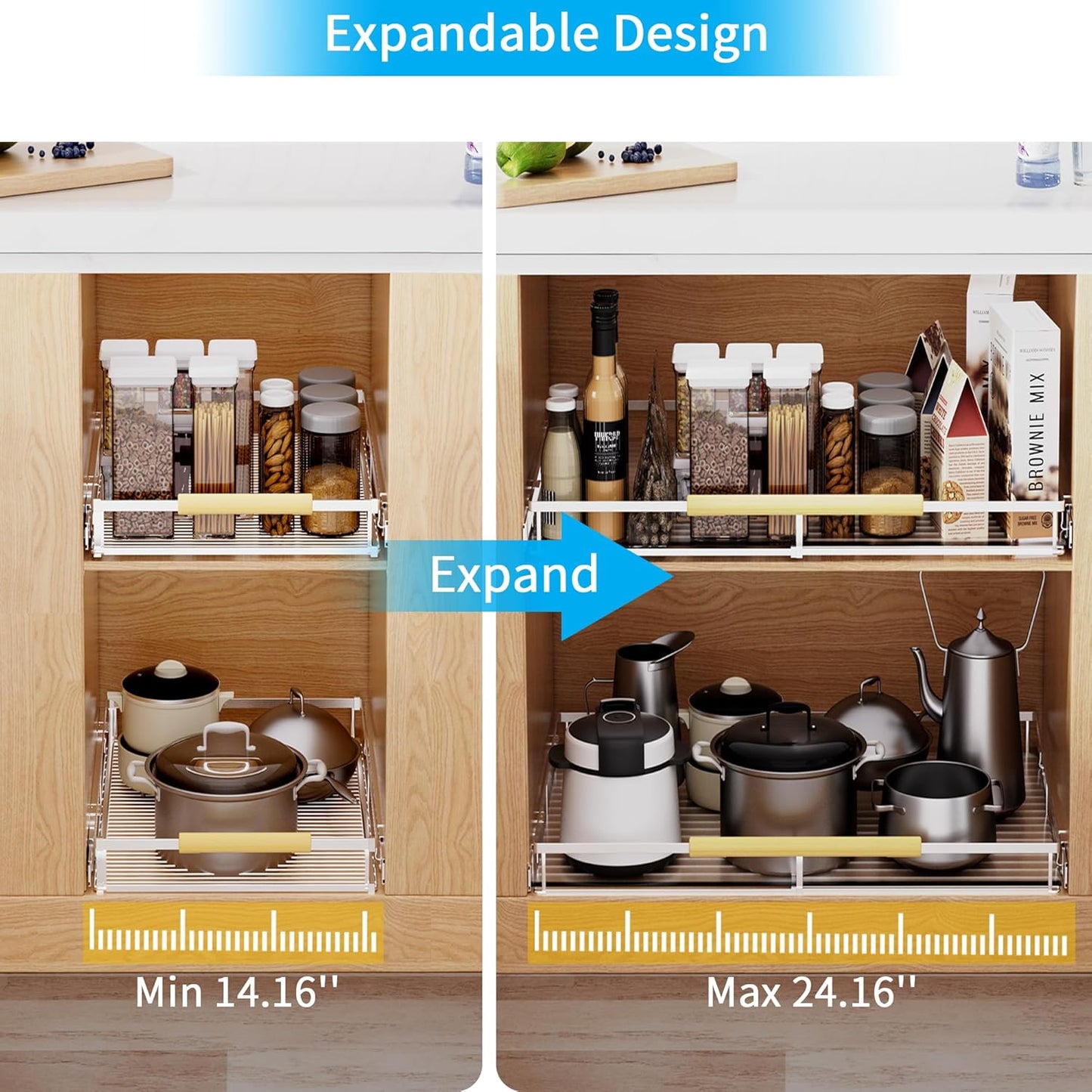 Expandable Pull Out Drawer Cabinet Organizer
