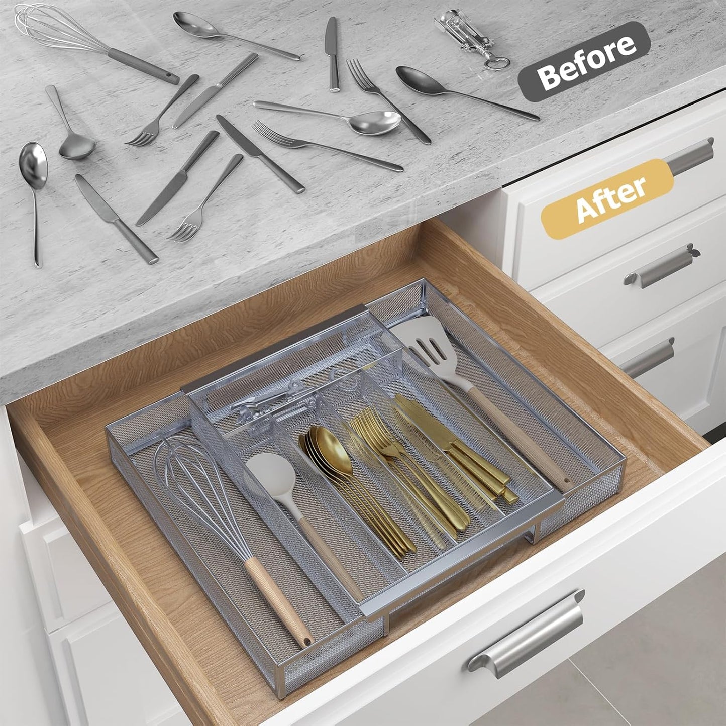 Silverware Organizer Metal Mesh, Drawer Organizer