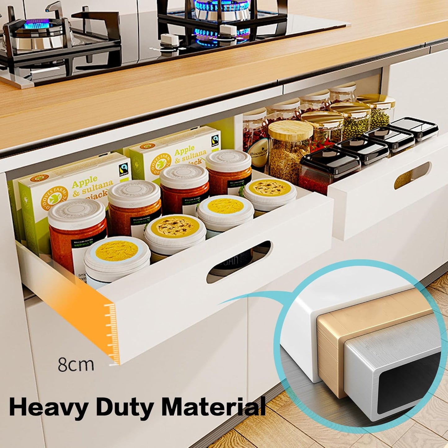 2 Pack Pull Out Cabinet Organizer Adhesive