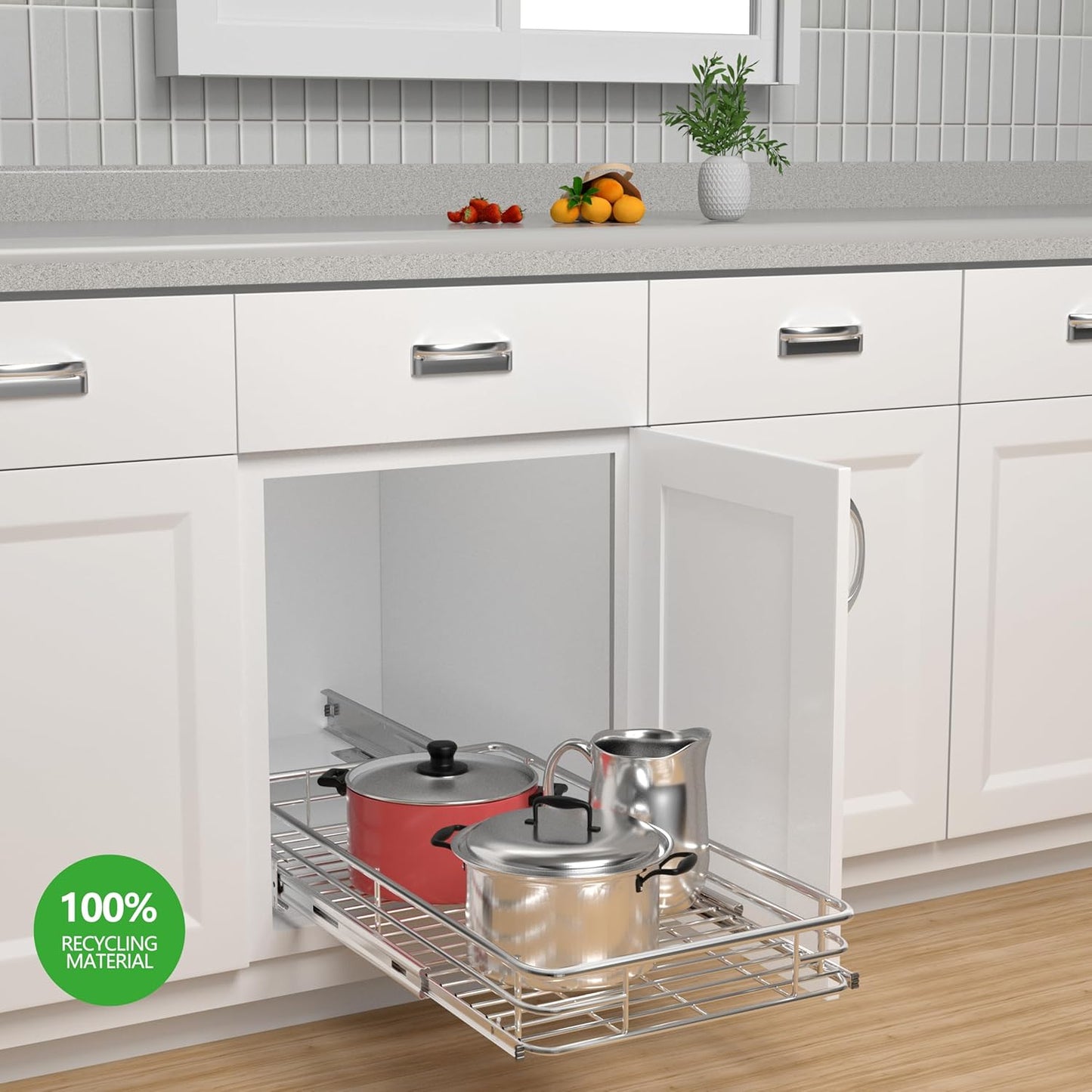 Cabinet Pull Out Shelves (17" W x 21" D), Heavy-Duty Premium Collection Slide Out Shelves