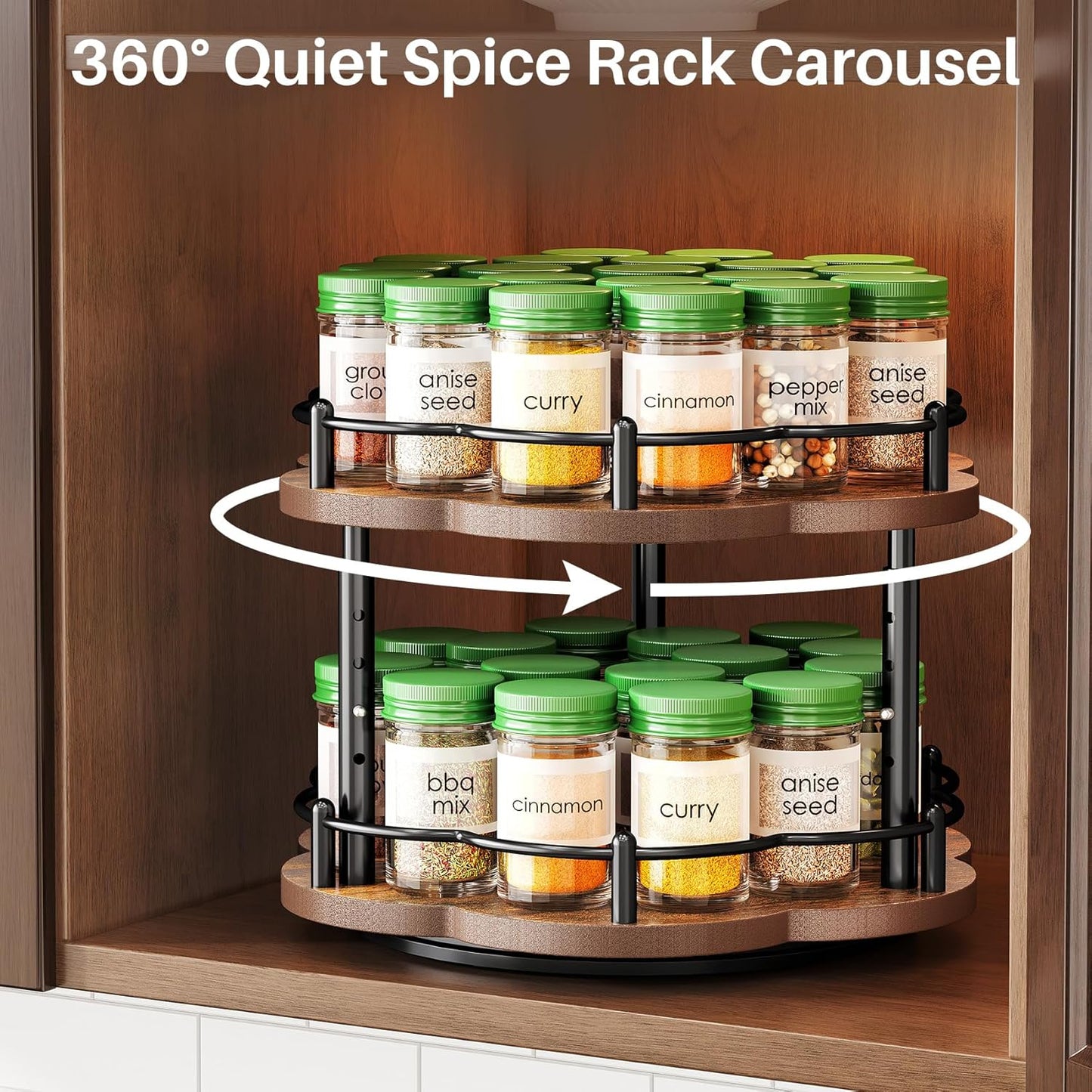 Spice Rack Lazy Susan Organizer for Cabinet