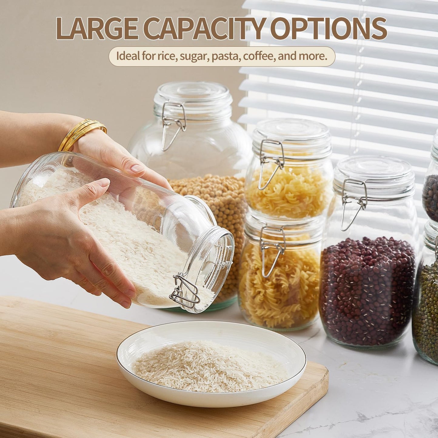34oz Glass Food Storage Jars with Airtight Lids