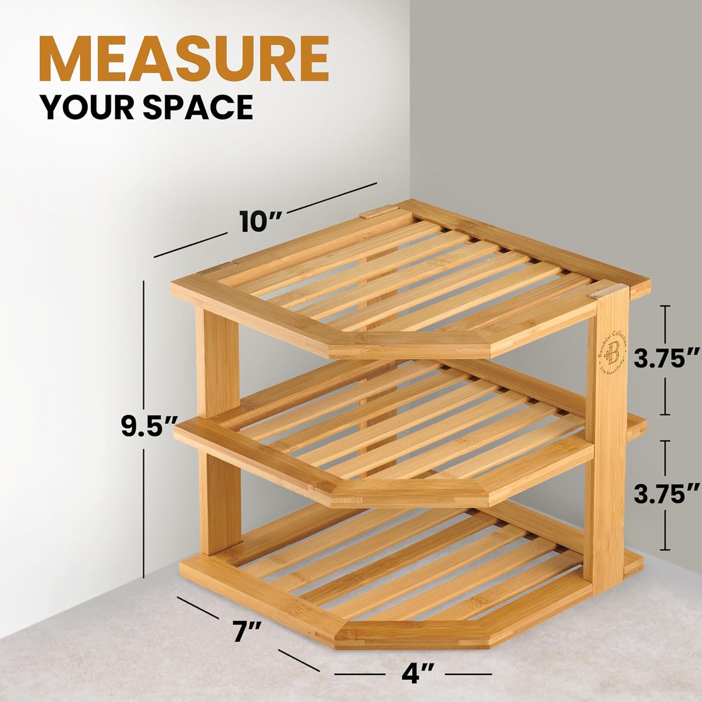 Plate Organizer for Cabinet - 3 Tier Bamboo Corner Shelf Cabinet Organizer for Plates, Bowls
