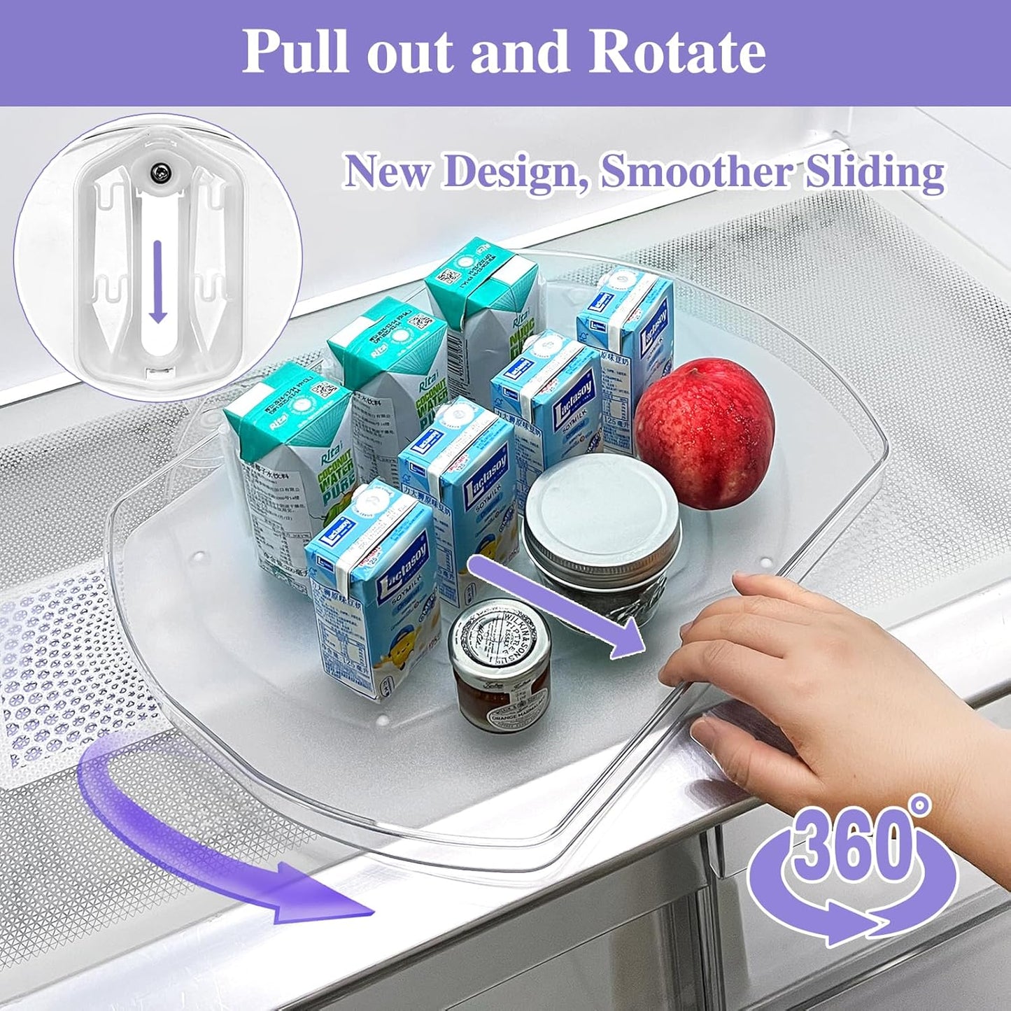 360° Rotating Lazy Susan Turntable - Multifunctional Rectangular Organizer for Refrigerator