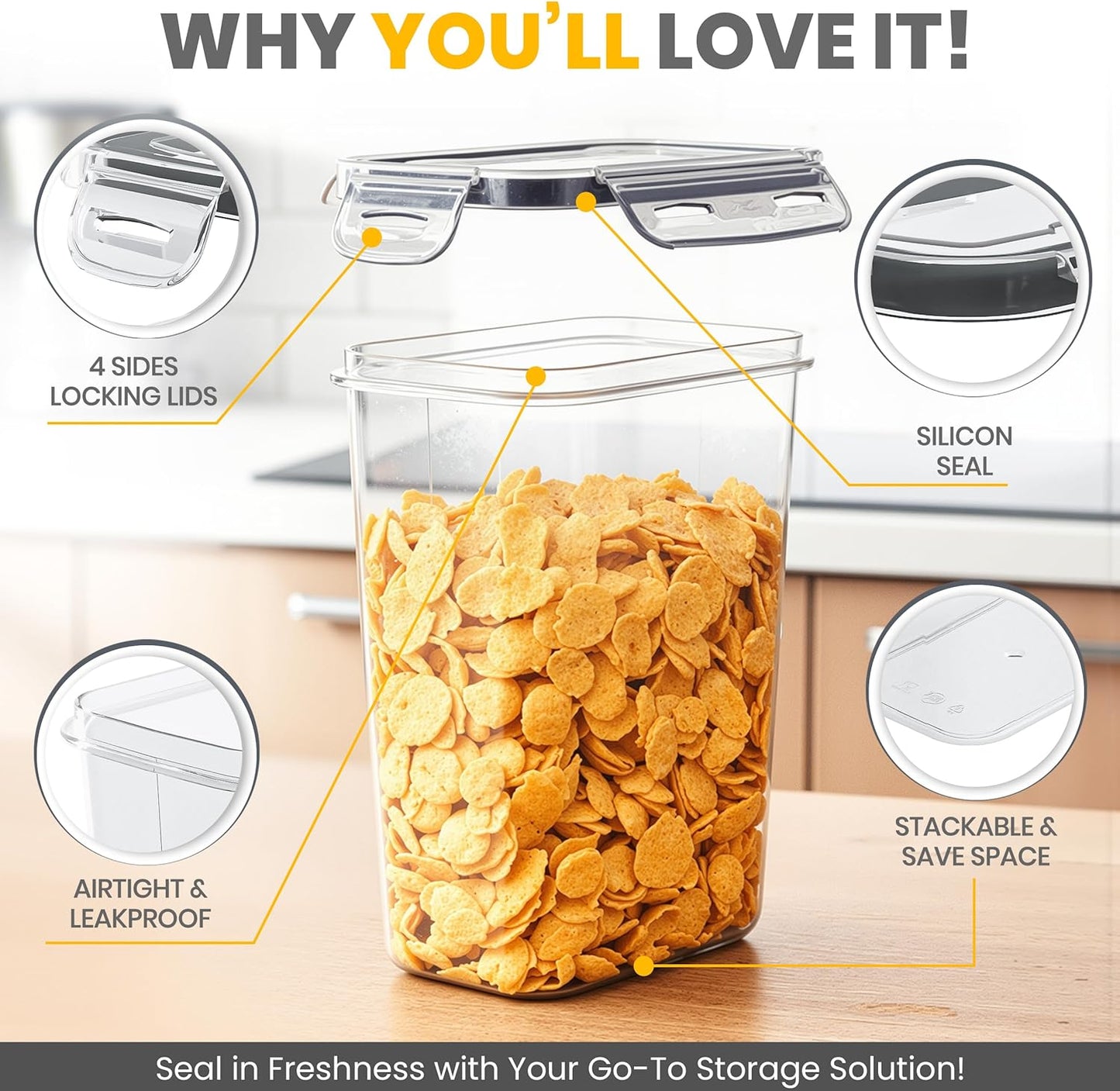 Airtight Food Storage Containers Set with Lids – 24 Pack BPA-Free Plastic Pantry Organizers for Cereal, Flour, Sugar & Dry Food (Clear)