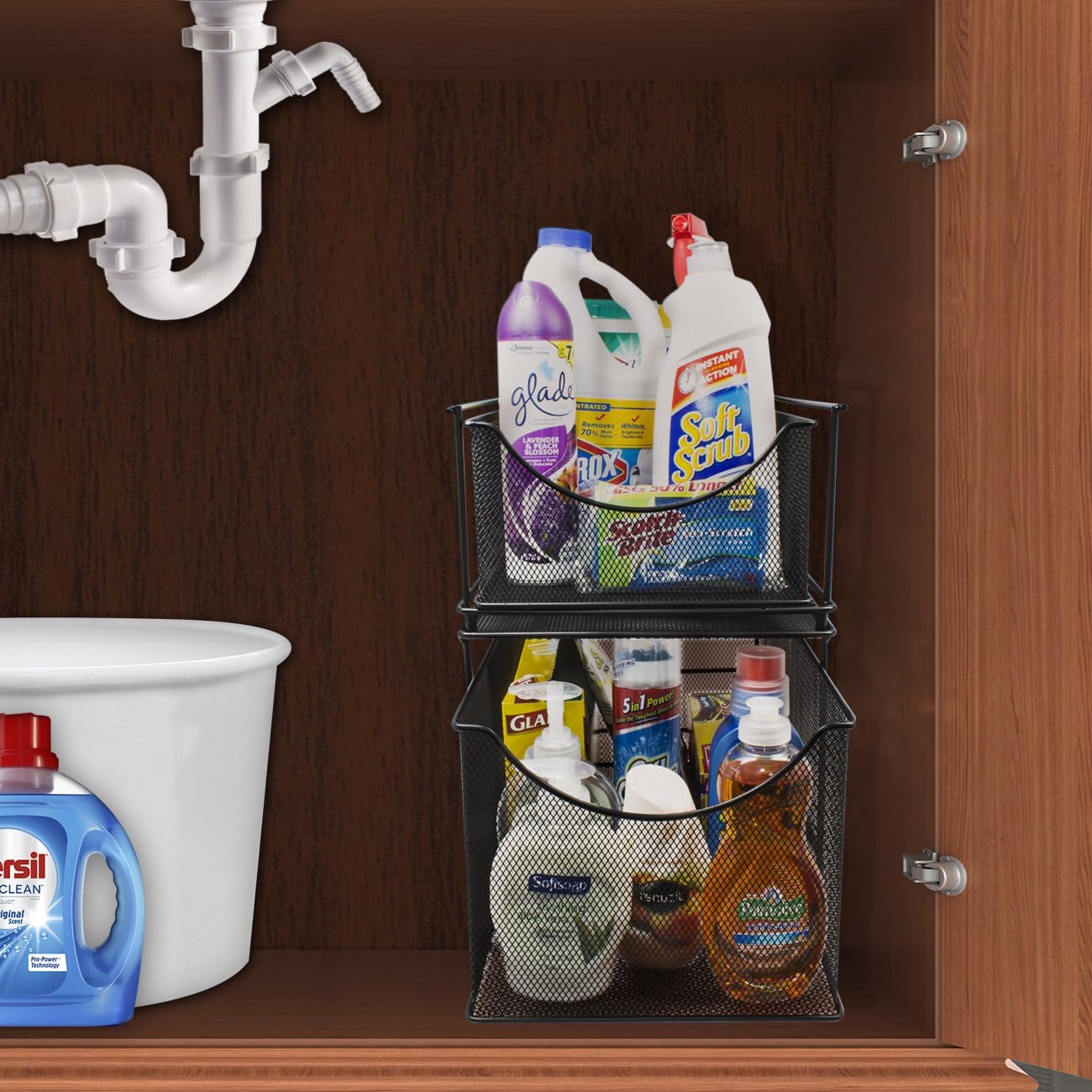 Sorbus® Cabinet Organizer Set — Mesh Storage Organizer with Pull Out Drawers—Ideal for Countertop