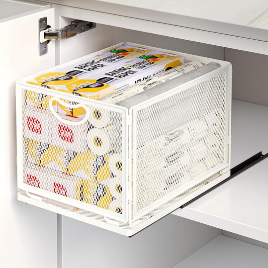 Pull Out Cabinet Organizer, No Drill Adhesive Sliding Drawers for Kitchen