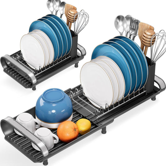 Small Dish Drying Rack, Mini Expandable Compact Dish Rack