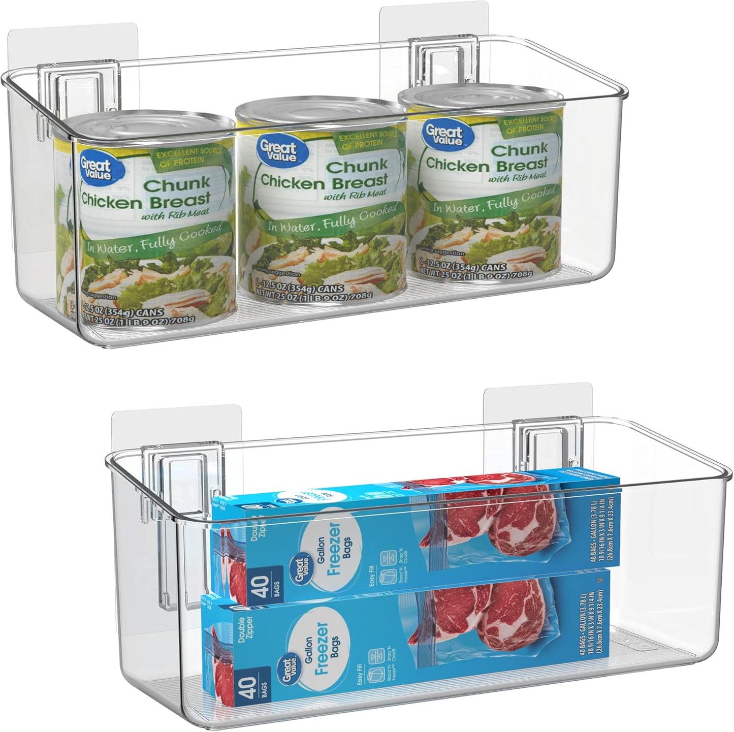 2 Pack Plastic Adhesive Mount Over Cabinet Door Organizer
