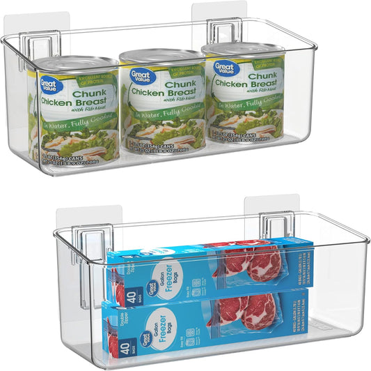 2 Pack Plastic Adhesive Mount Over Cabinet Door Organizer