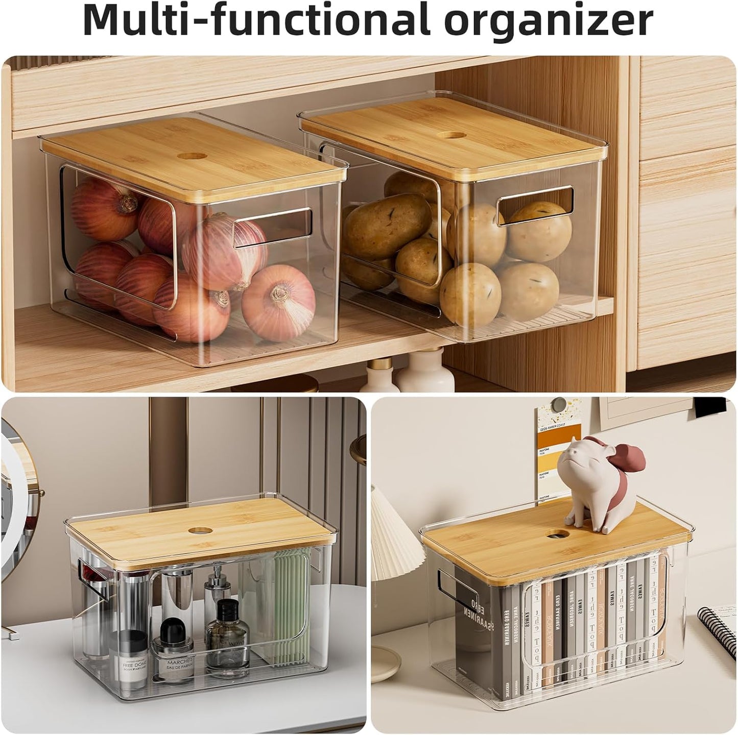 Under Sink Organizer,Plastic Trash Bag Holder Dispenser,Stackable Pantry Laundry Room Home Organization,Potatoes Onions Storage Container for Kitchen,Set of 3 for 13/30/33 Gallon Bags