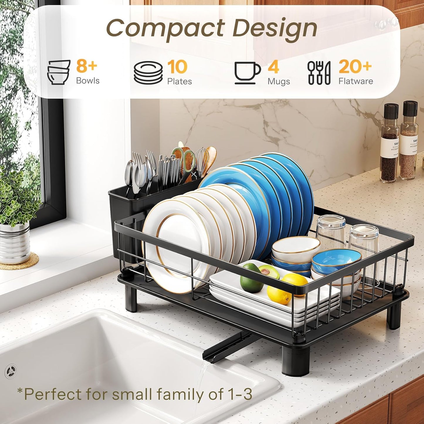 Dish Drying Rack - Space-Saving Dish Rack for Kitchen Counter