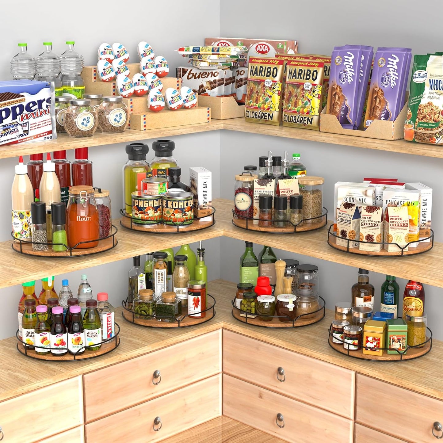 Lazy Susan Turntable Organizer for Cabinet Pantry Kitchen Countertop Refrigerator Cupboard