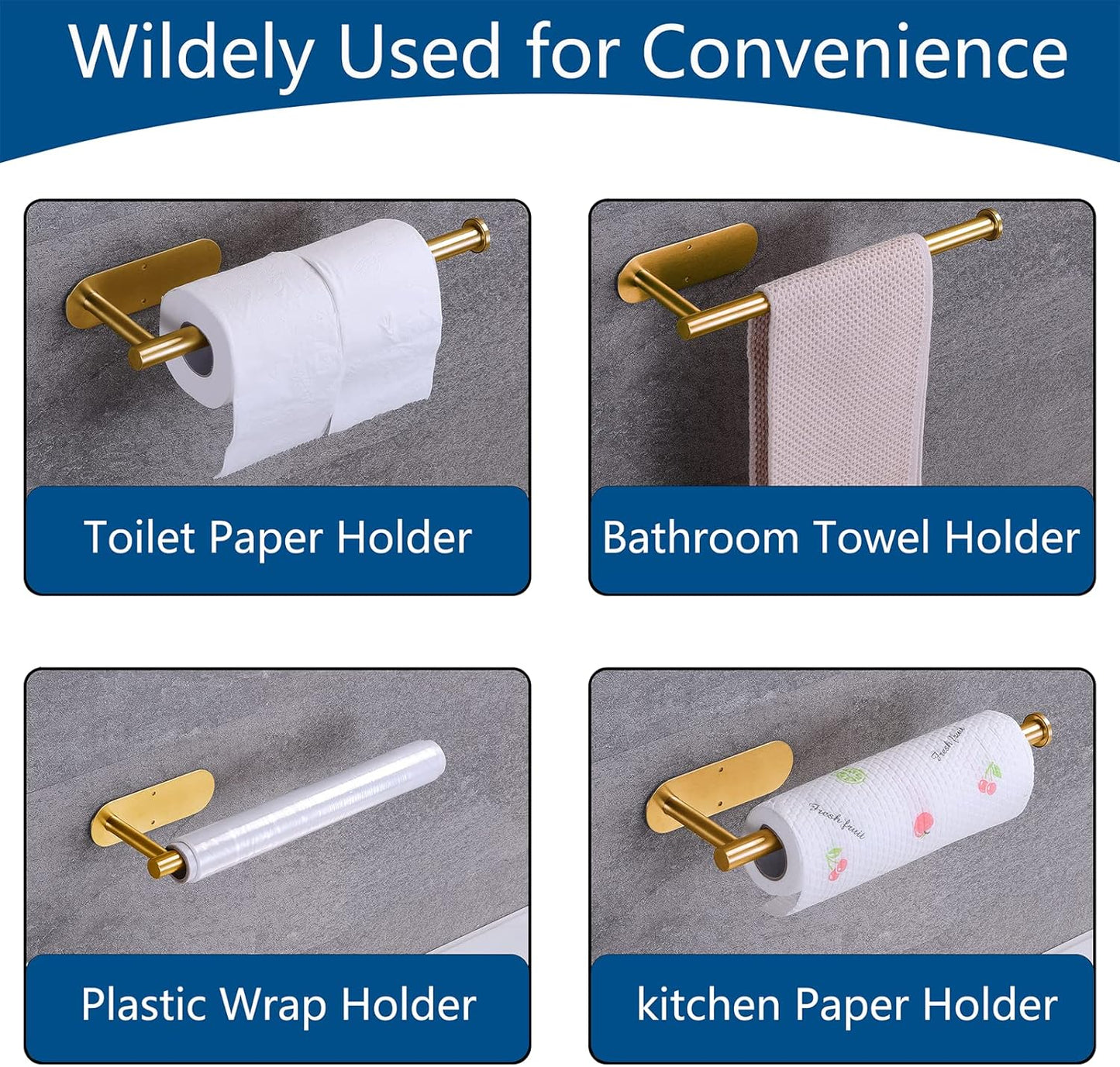 Paper Towel Holder with 2 Hooks-Under Cabinet Paper Towel Holder for Kitchen