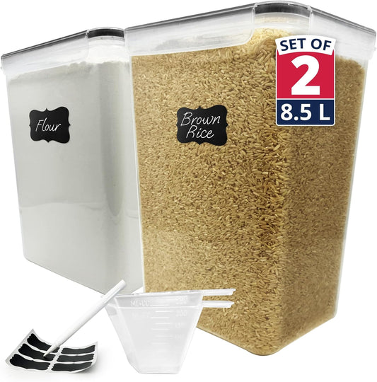 8.5L Airtight Food Storage Containers with Lids (2 Sets) Kitchen Organizers and Storage Containers