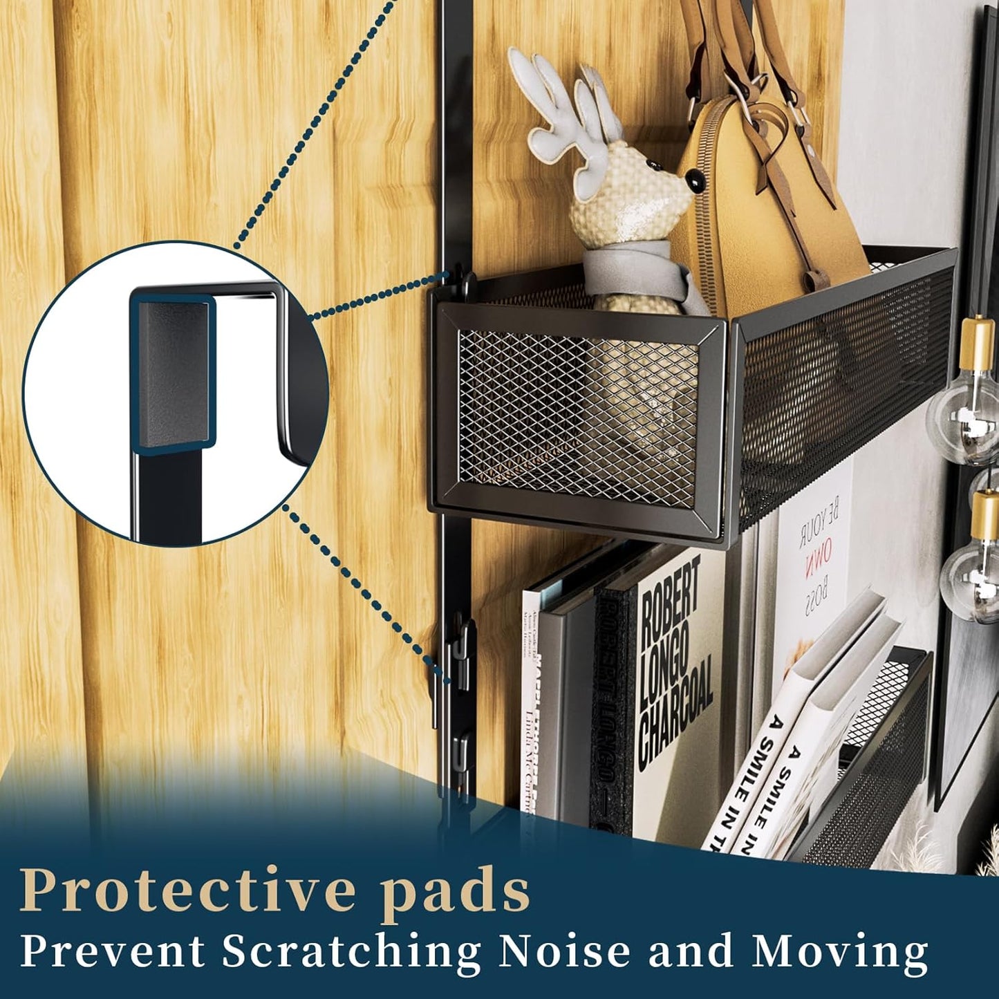 Over The Door Hooks Organizer - Extra Long Door Hanger with 9 Coat Hooks & 2 Mesh Basket