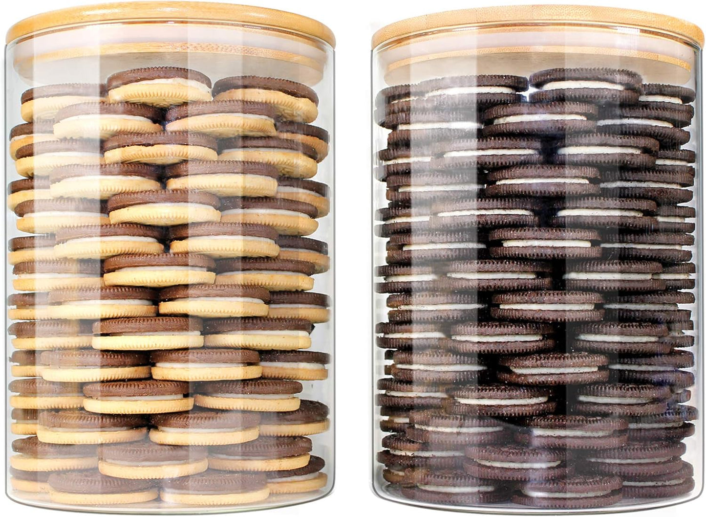 Glass Jars with Bamboo Lids, Glass Food Jars and Canisters Sets, Flour Jar