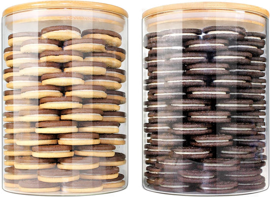 Glass Jars with Bamboo Lids, Glass Food Jars and Canisters Sets, Flour Jar