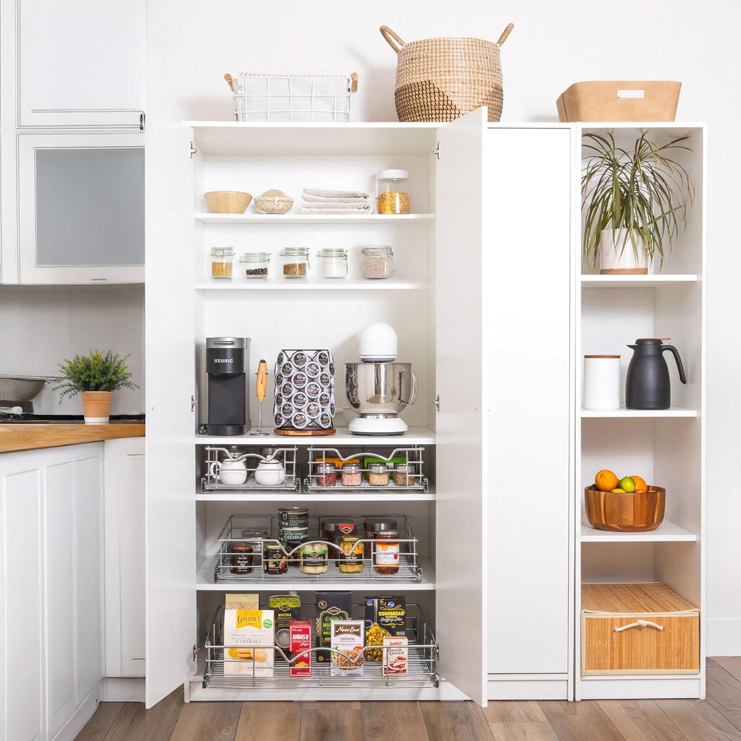 Pull Out Cabinet Organizer, Slide Out Drawer for Kitchen Cabinets & Pantry