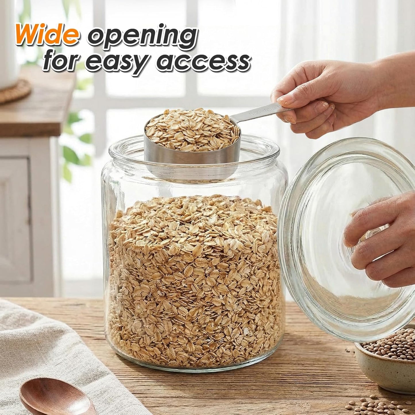 2 Glass Storage Jars Set,1 Gallon Cookie Jar for Food Storage,Large Jar Food Storage Containers,Airtight Glass Jars with Lids for Kitchen Counter Pantry Well Organization