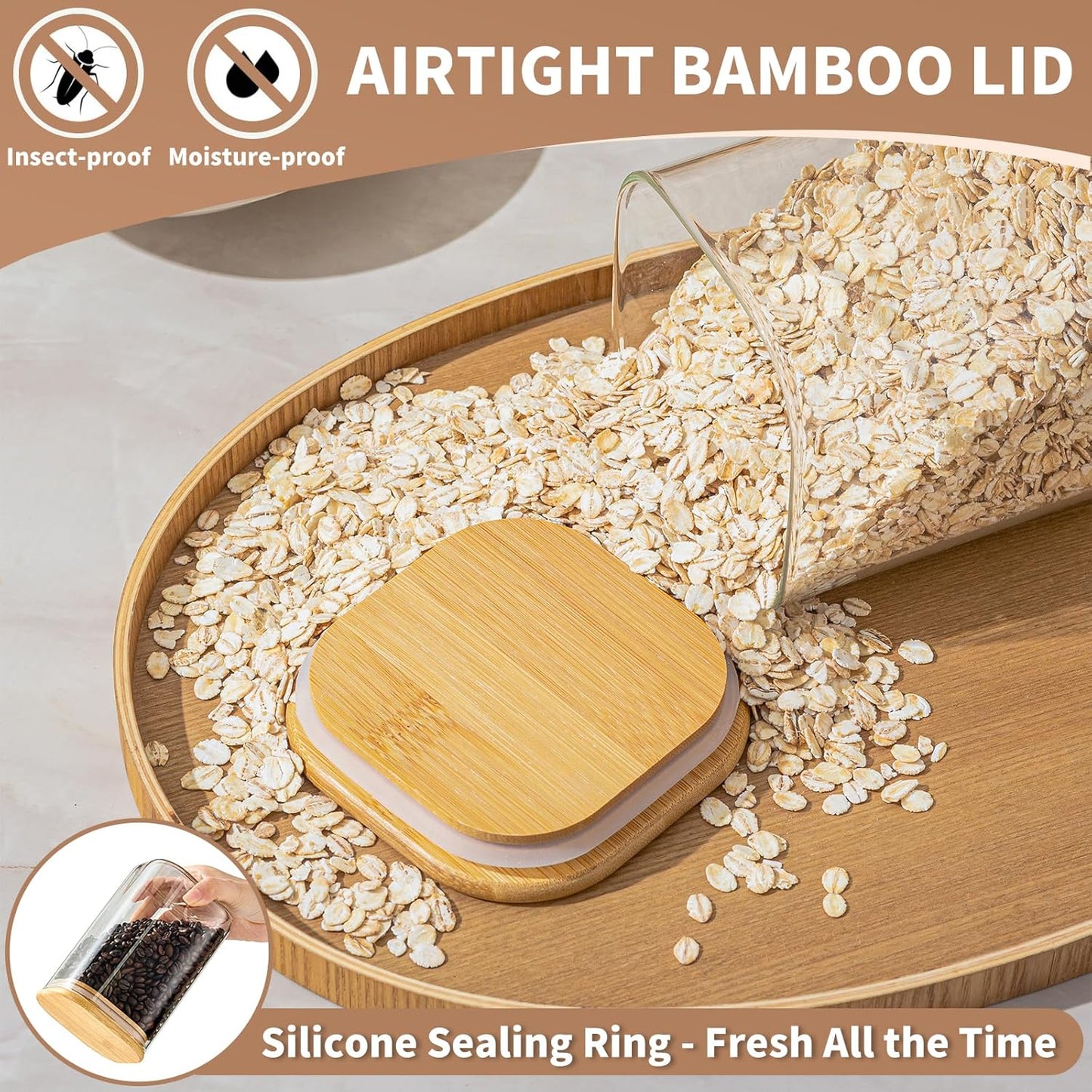 37 Oz Glass Storage Jars with Bamboo Lids