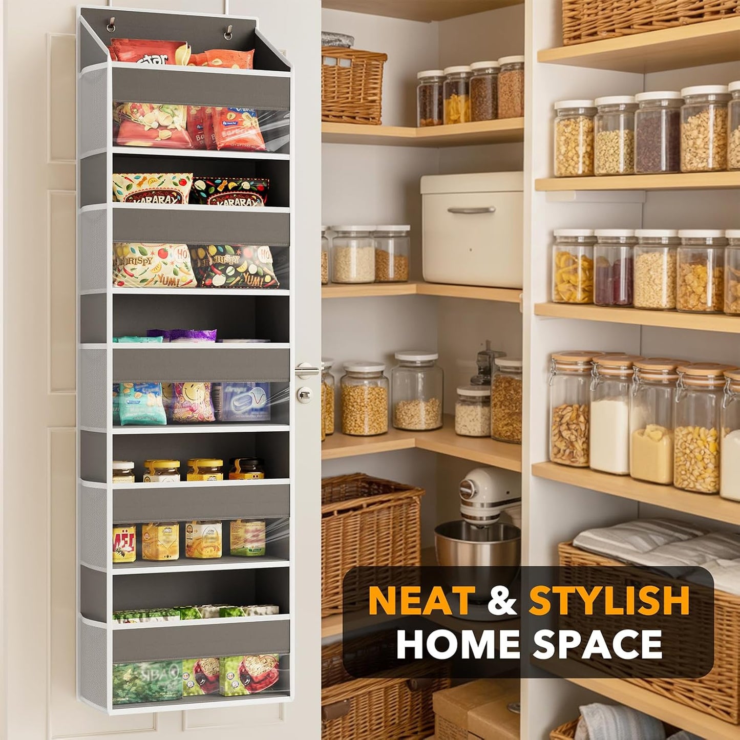 1 Pack Over The Door Organizer with 5 Large Pockets and 10 Mesh Side Pockets