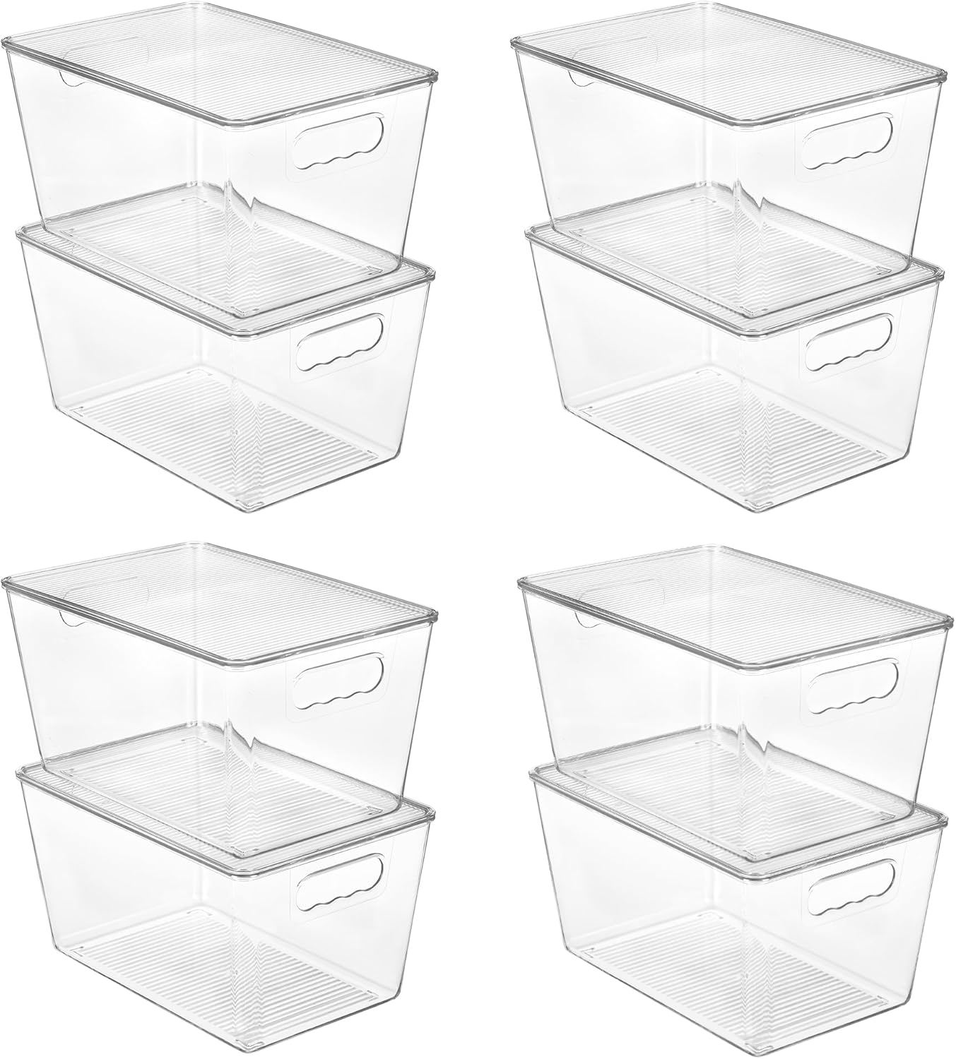 8 Pack Clear Stackable Storage Bins with Lids