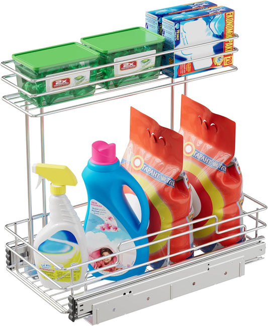 Under Sink Organizer 9" W X17 D, Pull Out Cabinet Organizer 2 Tier