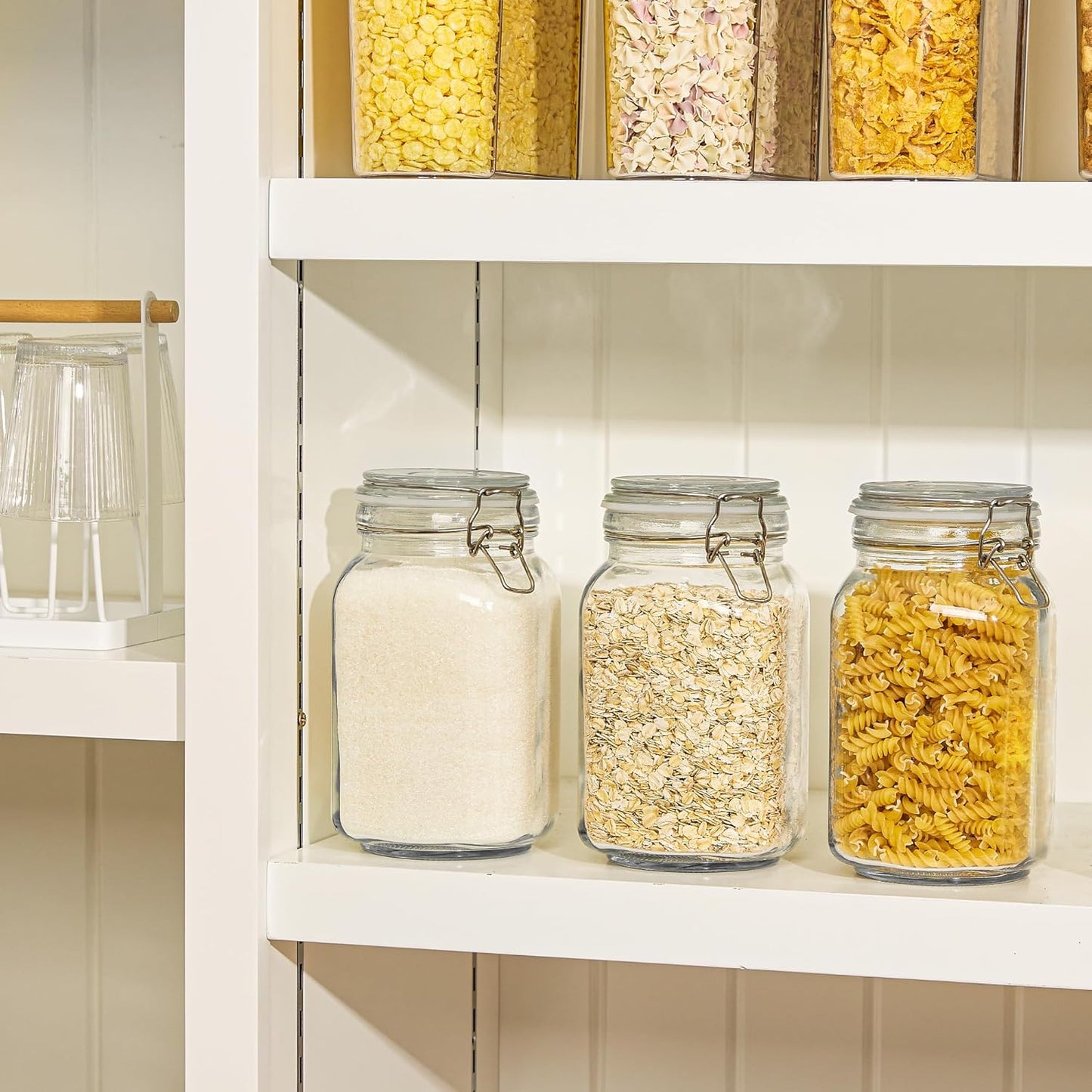 50oz Airtight Glass Jars with Lids, 3 PCS Food Storage Canister for Kitchen & Pantry Organization