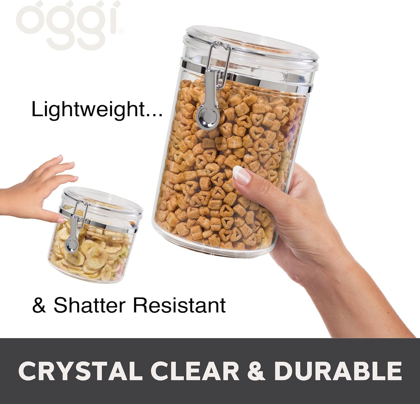 4pc Clear Canister Set with Clamp Lids & Spoons - Airtight Food Storage Containers