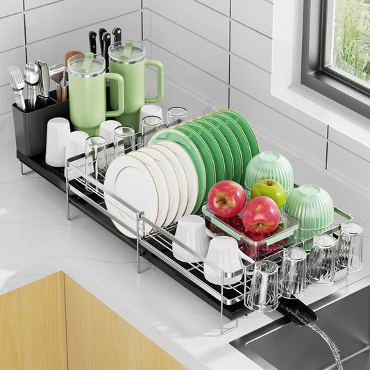 Large Dish Drying Rack, Expandable Dish Rack